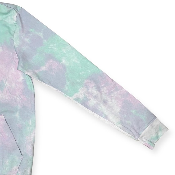 ADIDAS Men's Green/Purple Essentials Tie-Dyed Inspirational Hoodie - Small - Picture 9 of 13